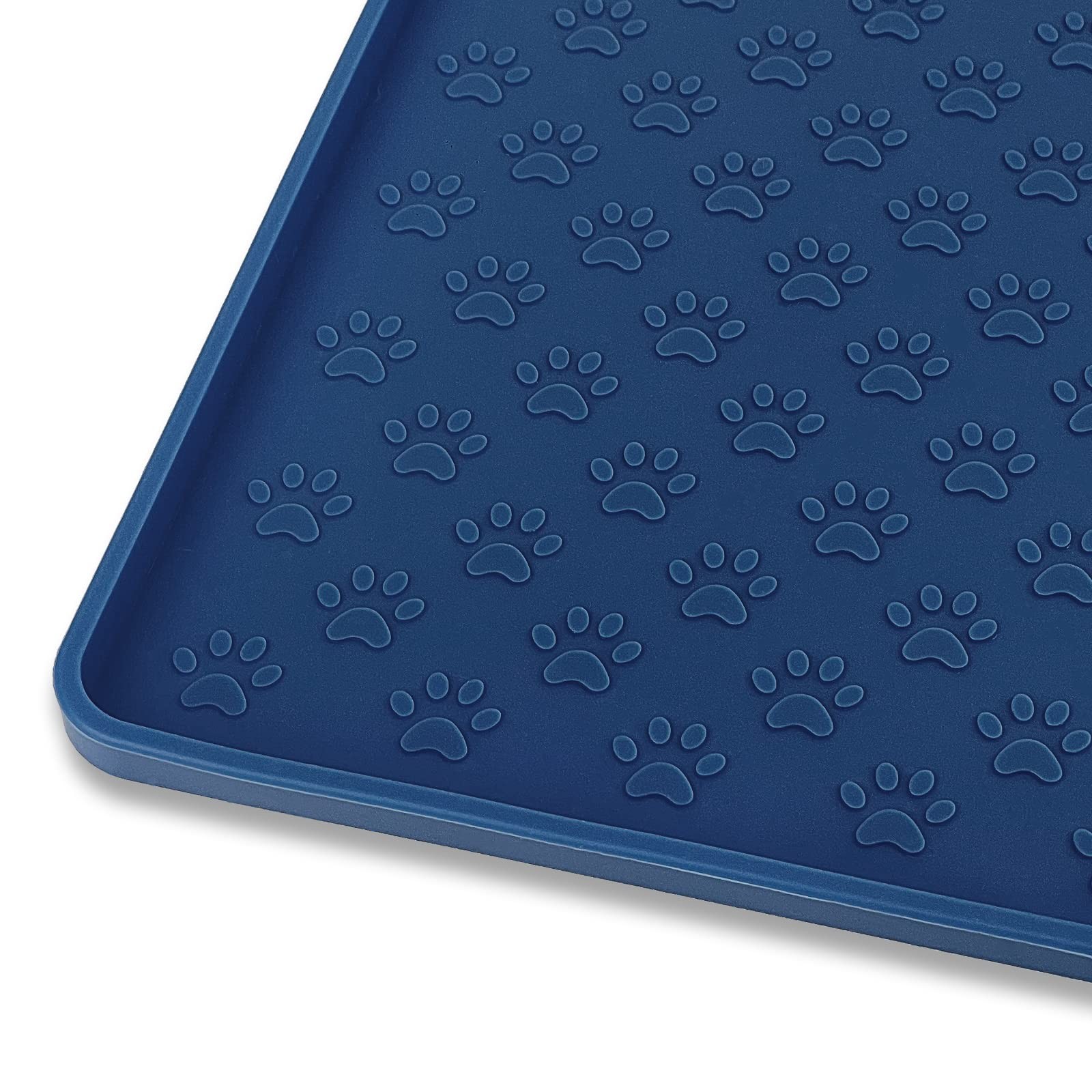 Navy Blue 18x12 Inch Silicone Pet Placemat Waterproof Dog Cat Feeding Tray Mat