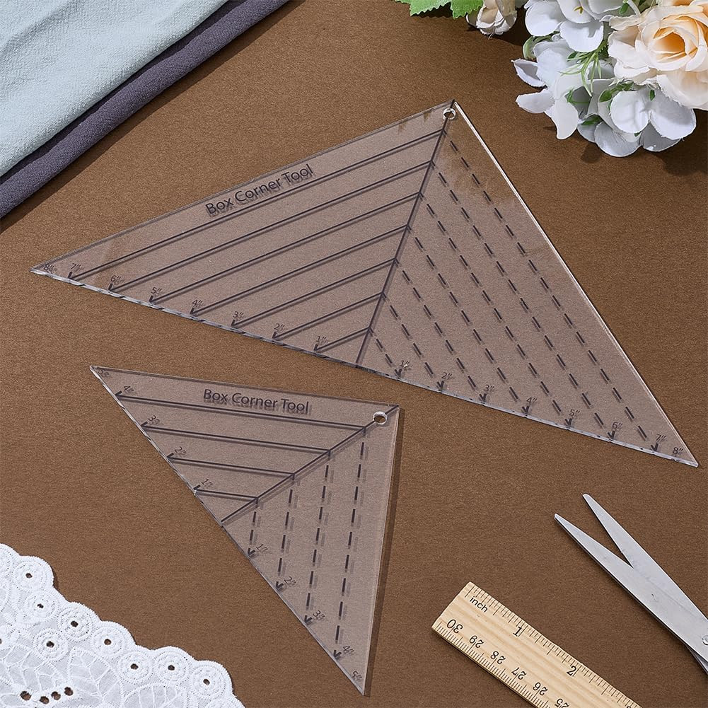 2Pcs Boxed Corner Template Half-Square Triangles 2 Size Acrylic Cutting Corners