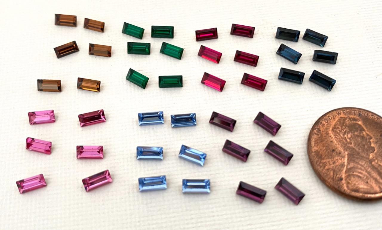 2.5 x 5mm Faceted Glass Baguette Stones Mix 28