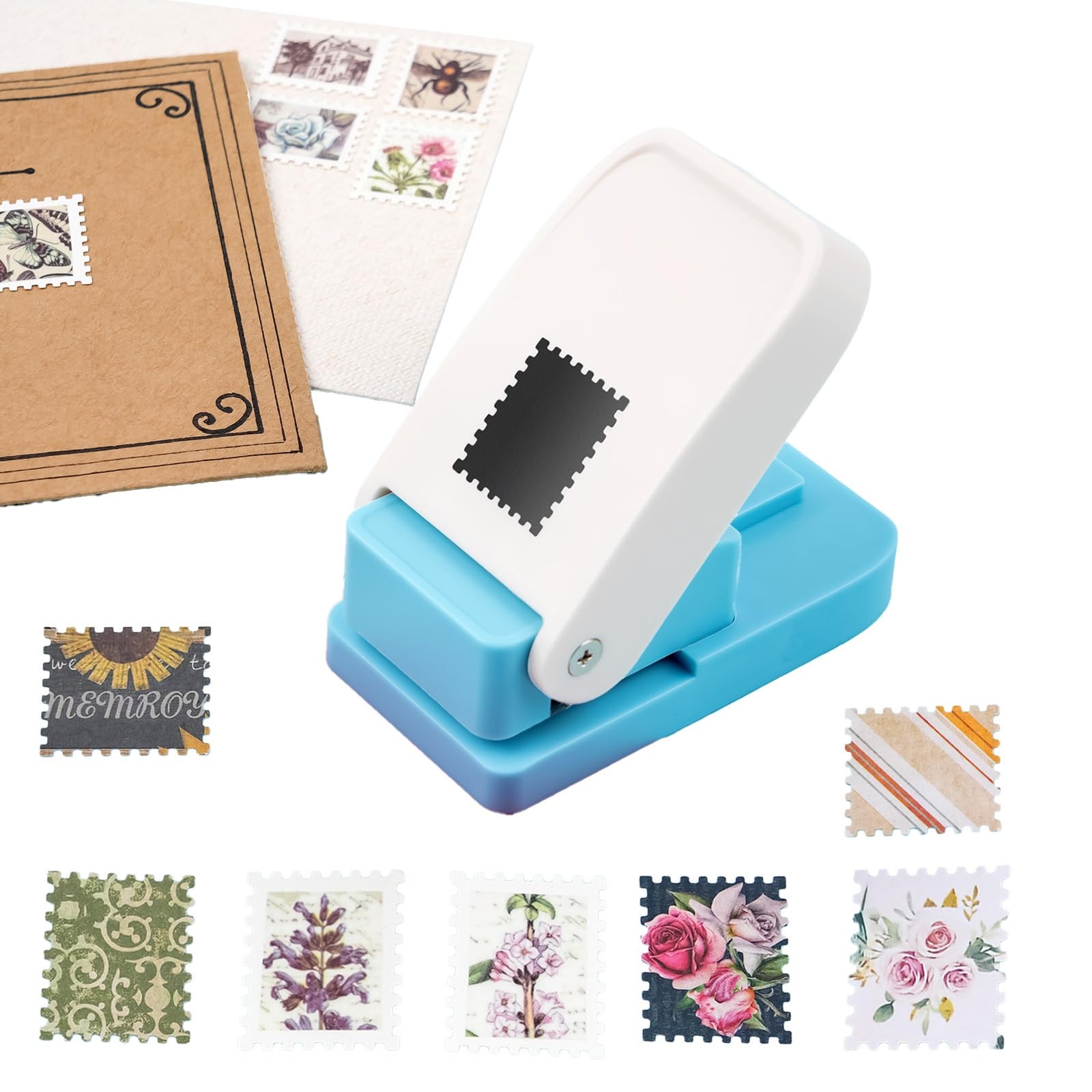 1X0.8Inch Rectangular Postage Stamp Punch Scalloped Rectangle Lever Action Craf