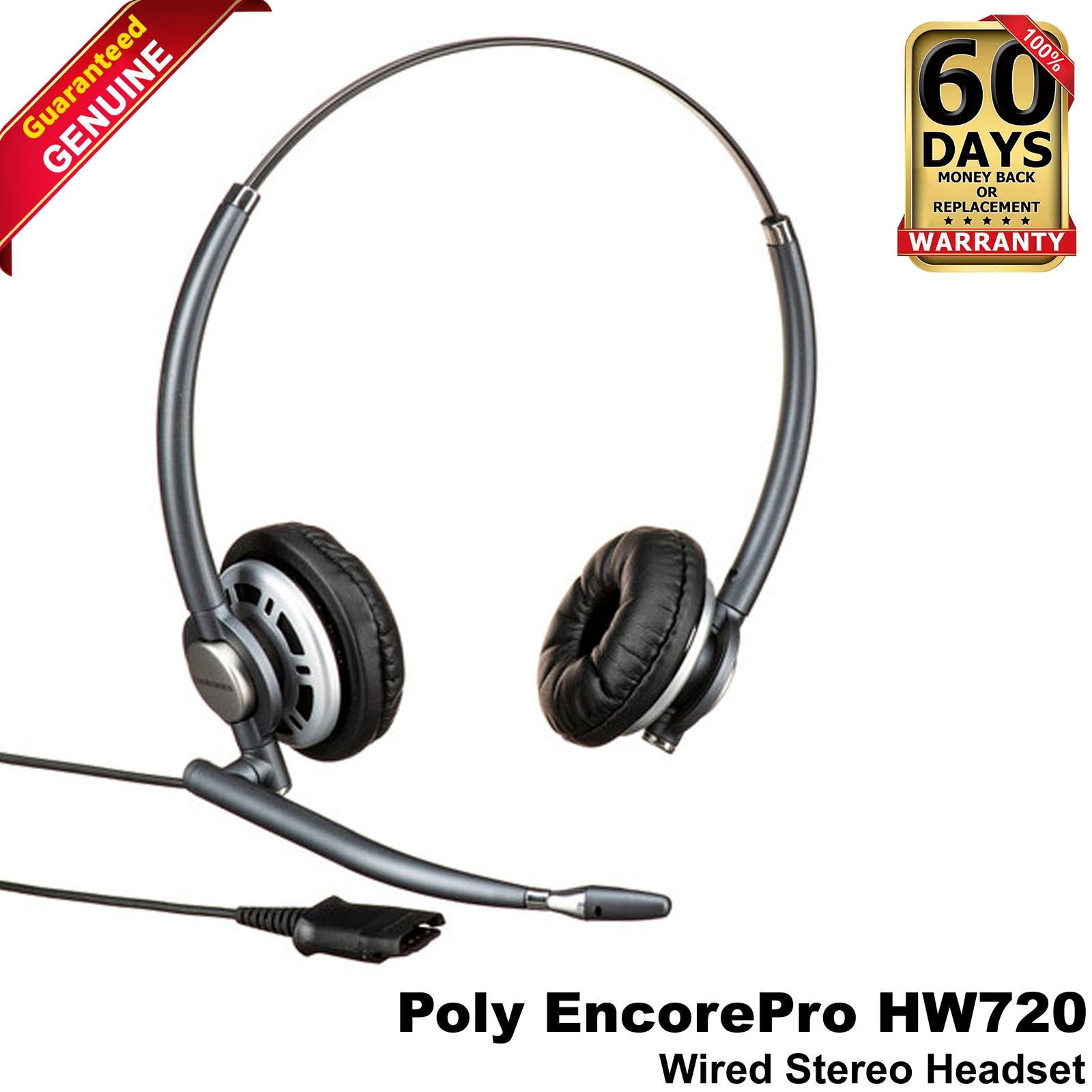 Poly EncorePro HW720 Stereo Binaural Headset QD Wired Mic Black 805H6AA