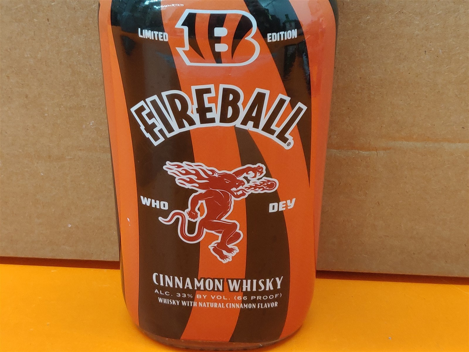⭐️⭐️⭐️⭐️⭐️ EMPTY 1L 'Who Dey' Lim Edition Fireball NFL Cincinnati Bengals Bottle