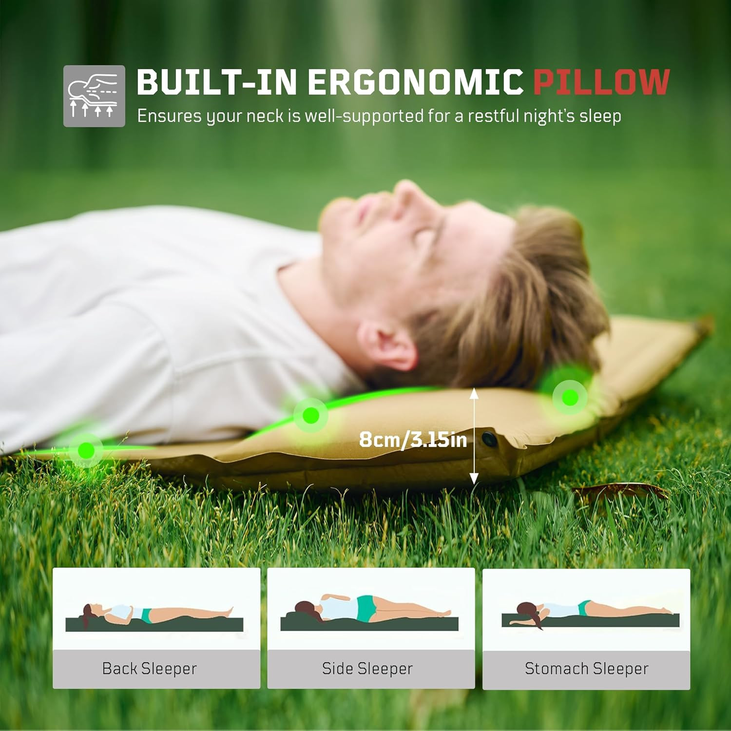 Self Inflating Sleeping Pad for Camping, Insulated Inflatable Camping Mattress f