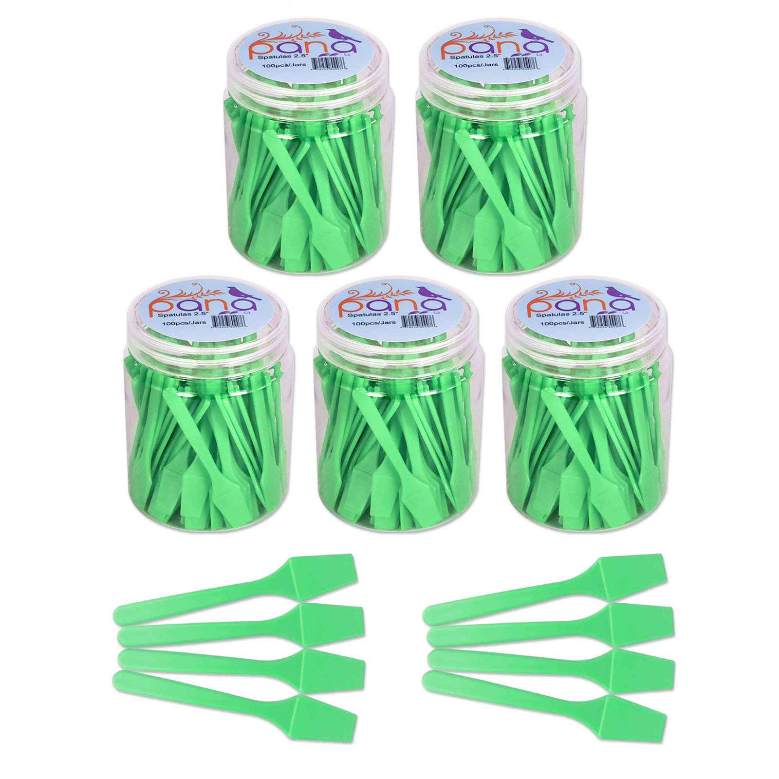 5 Can Pana 2.5" Green Mini Plastic Makeup Cosmetic Facial Mask Spatula Scoop