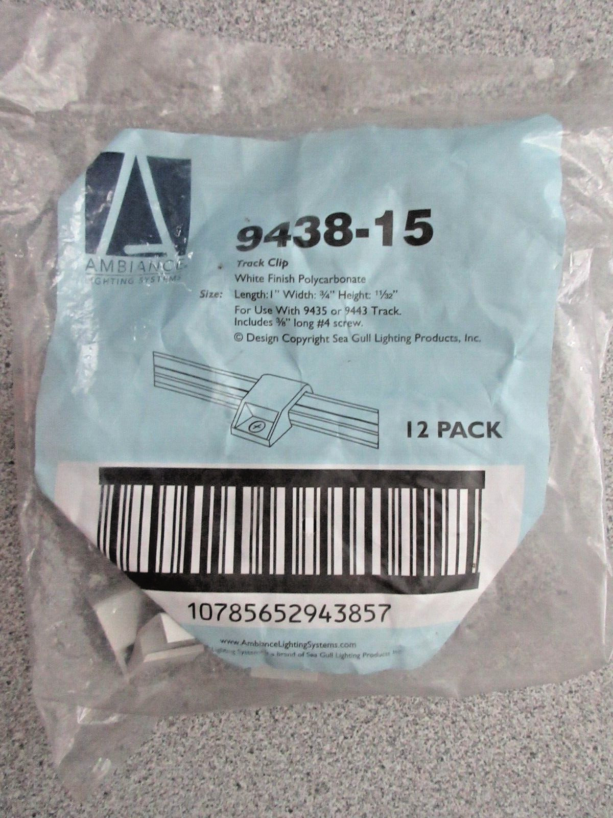 NEW LOT OF 12 AMBIANCE  / GENERATION LIGHTING  9438-15 LX TRACK MOUNTING CLIP-15