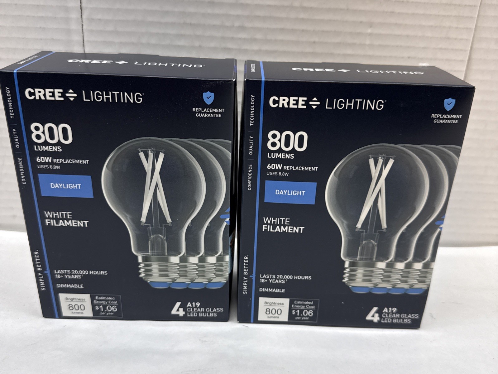 Cree Lighting White Filament 60 -Watt EQ A19 Daylight Medium base 8pk