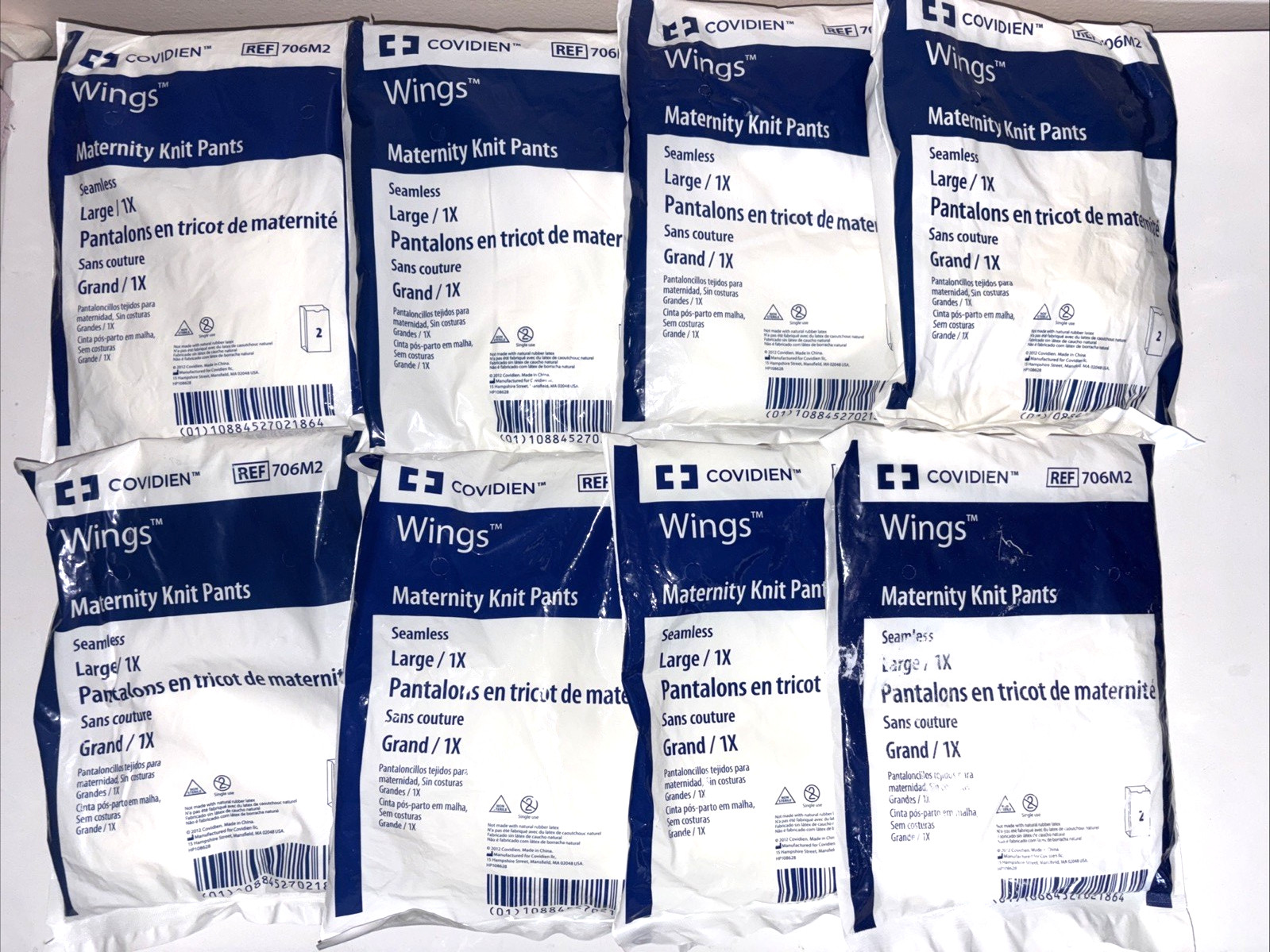 Lot Of 8 Packs COVIDIEN 706M2 Wings Maternity Knit Pants Large New Sealed