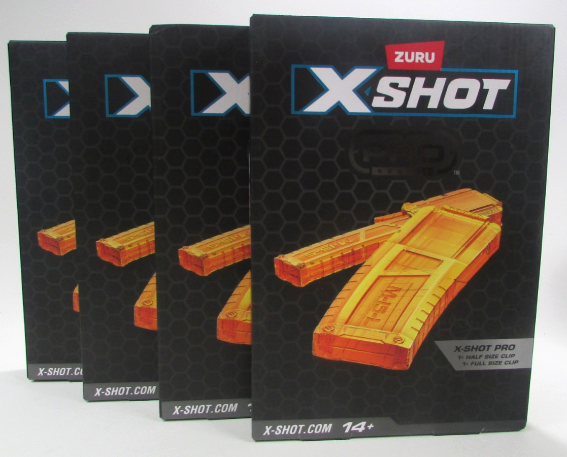4 Pack Zuru X-Shot Pro Series Clip Set 8 Mags Total 4 Full-Size & 4 Half-Size