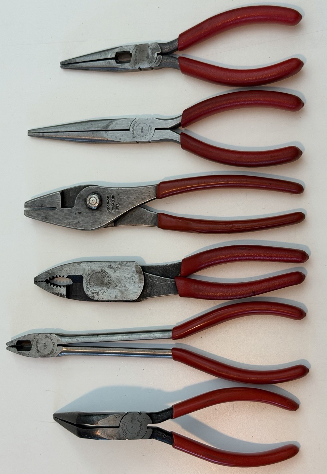 Lot 6 Snap On Red Handle Tools HL 138ACP 669CP 497CP 97CCP HCP48 196BCP Pliers