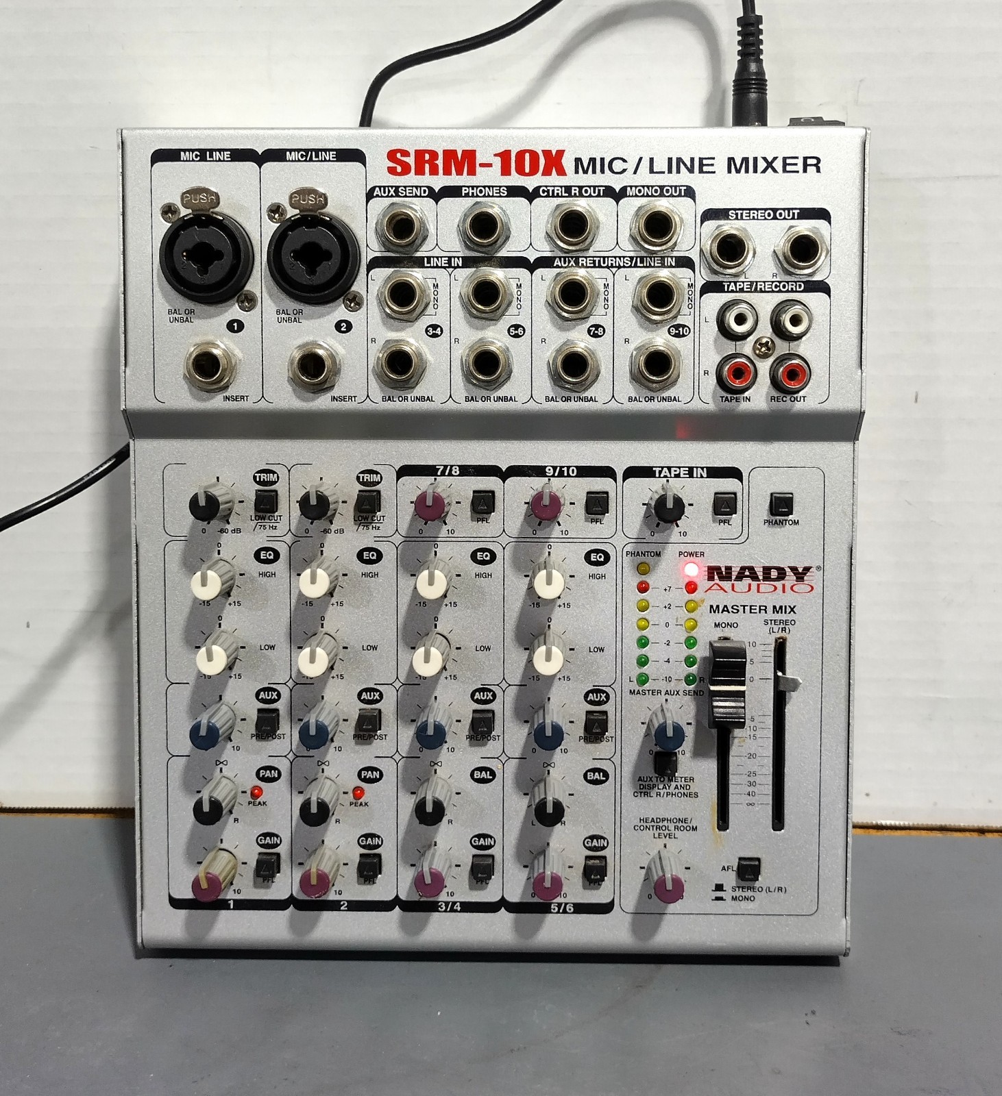 Nady Audio SRM-10X 10-Channel Analog Stereo Mixing Console - Power Tested