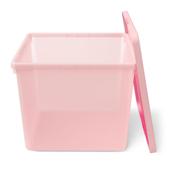 Mainstays Kids Pink Large Plastic Storage Bin with Lid
