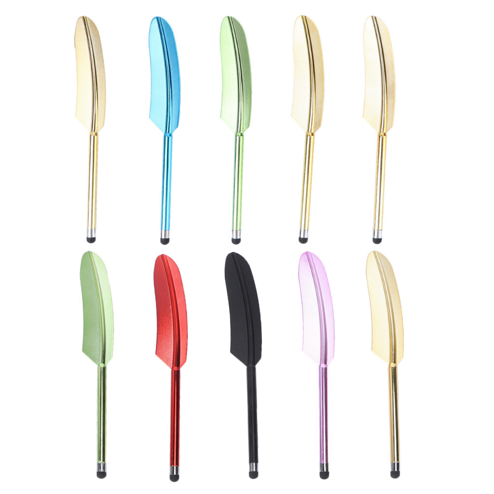 10pcs Feather Capacitive Stylus Metal Touchscreen Pen Handwriting Capacitive Pen