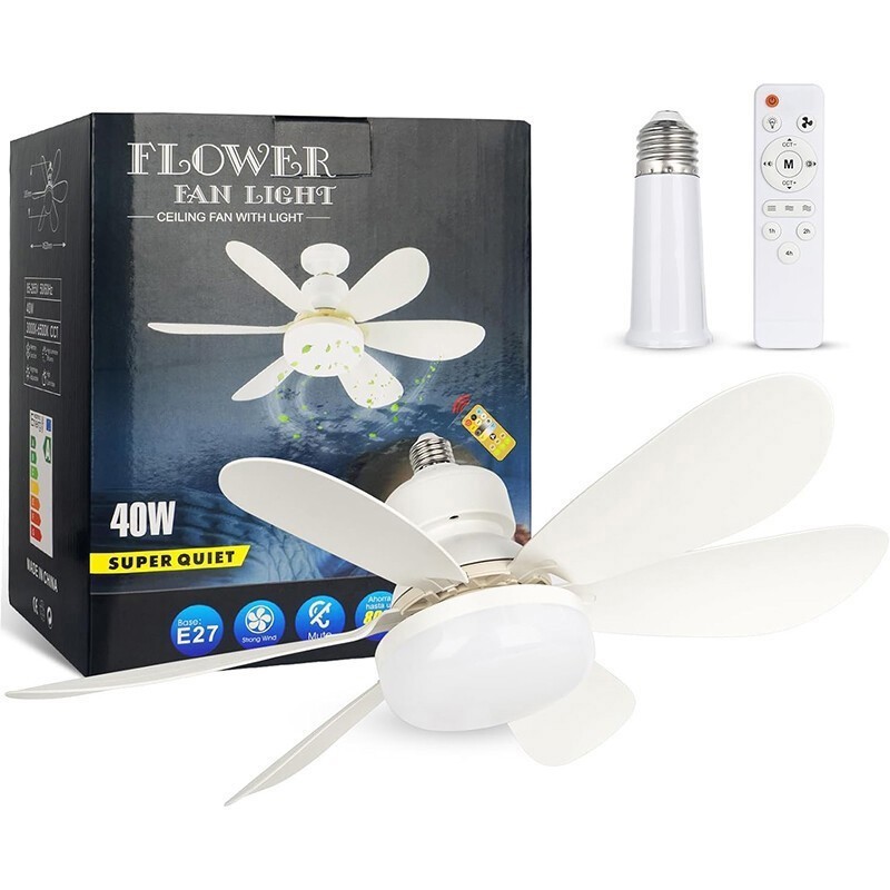 US 21" Large Ceiling Fans with Lights, Socket Fan Light with Remote, 3 Colors...