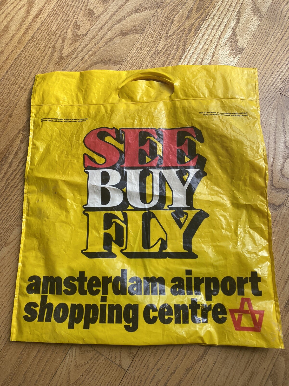 VTG 70s Large Amsterdam Airport Bag Advertising Plastic Shopping Centre marlboro