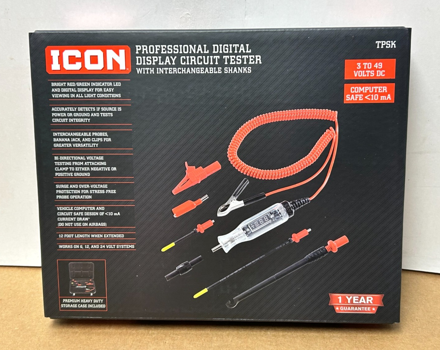 ICON TPSK  Professional Digital Display Circuit Tester - 70624 - NEW IN BOX!