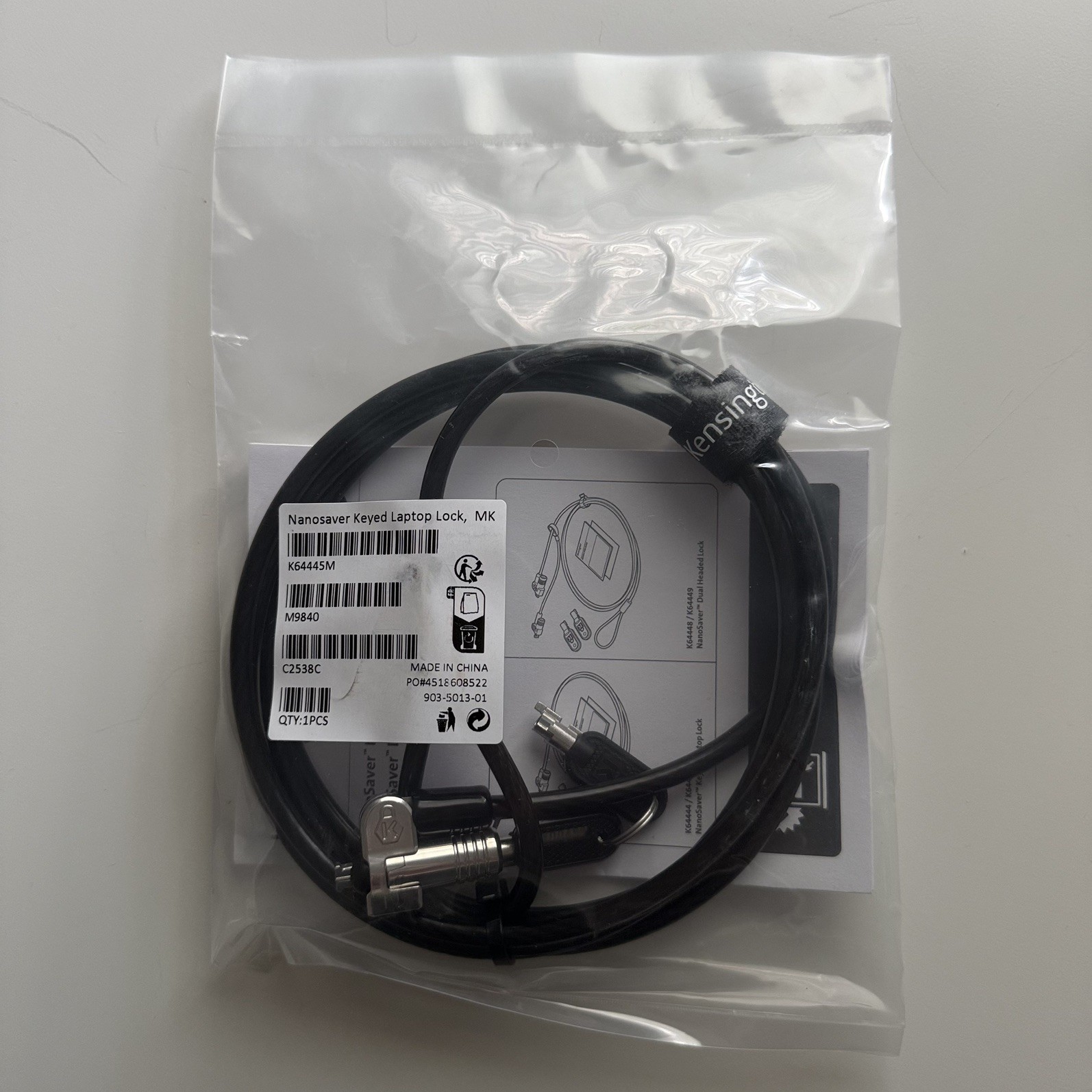 Brand New Kensington NanoSaver Keyed Laptop Lock Security Cable - K64445M Sealed