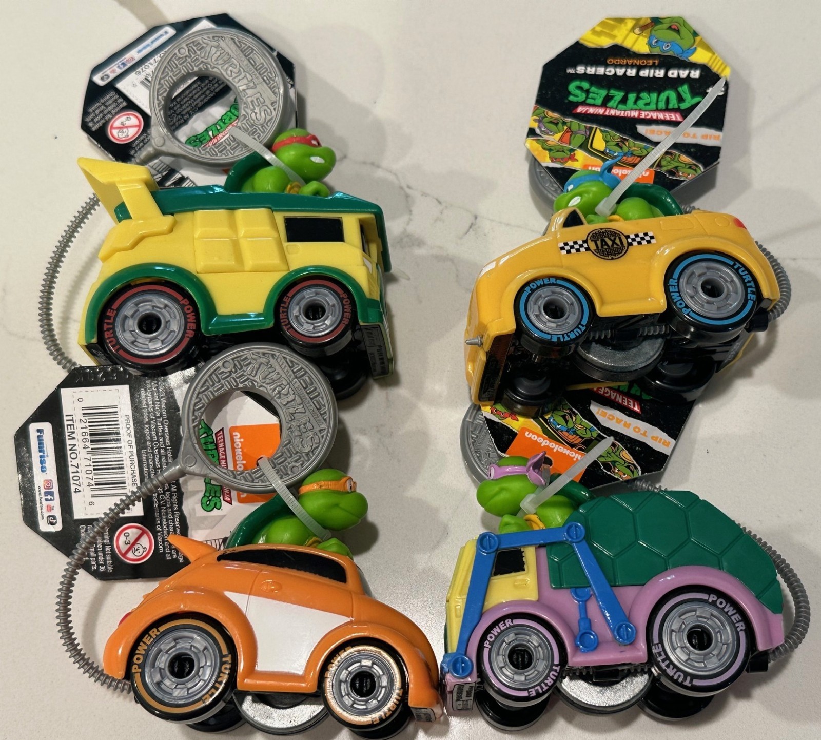 New with Tags Set of 4 TMNT Teenage Mutant Ninja Turtles Rad Rip Racers