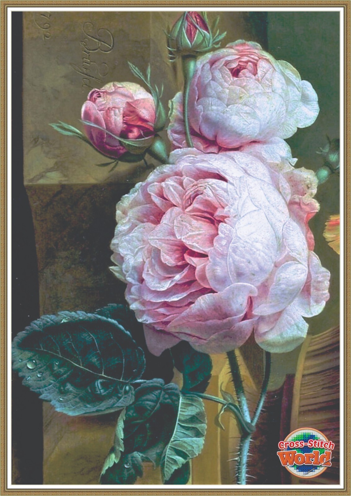Pink Rose 404 Chart Counted Cross Stitch Pattern Needlework craft