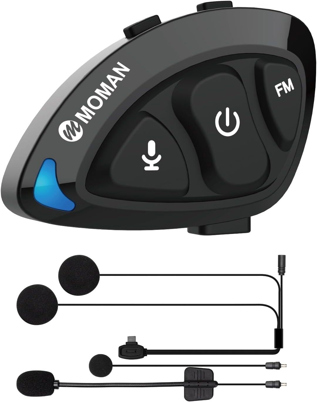 Moman RS-S Motorcycle Helmet Headset with HiFi Stereo/FM Radio/AI Voice Earphone