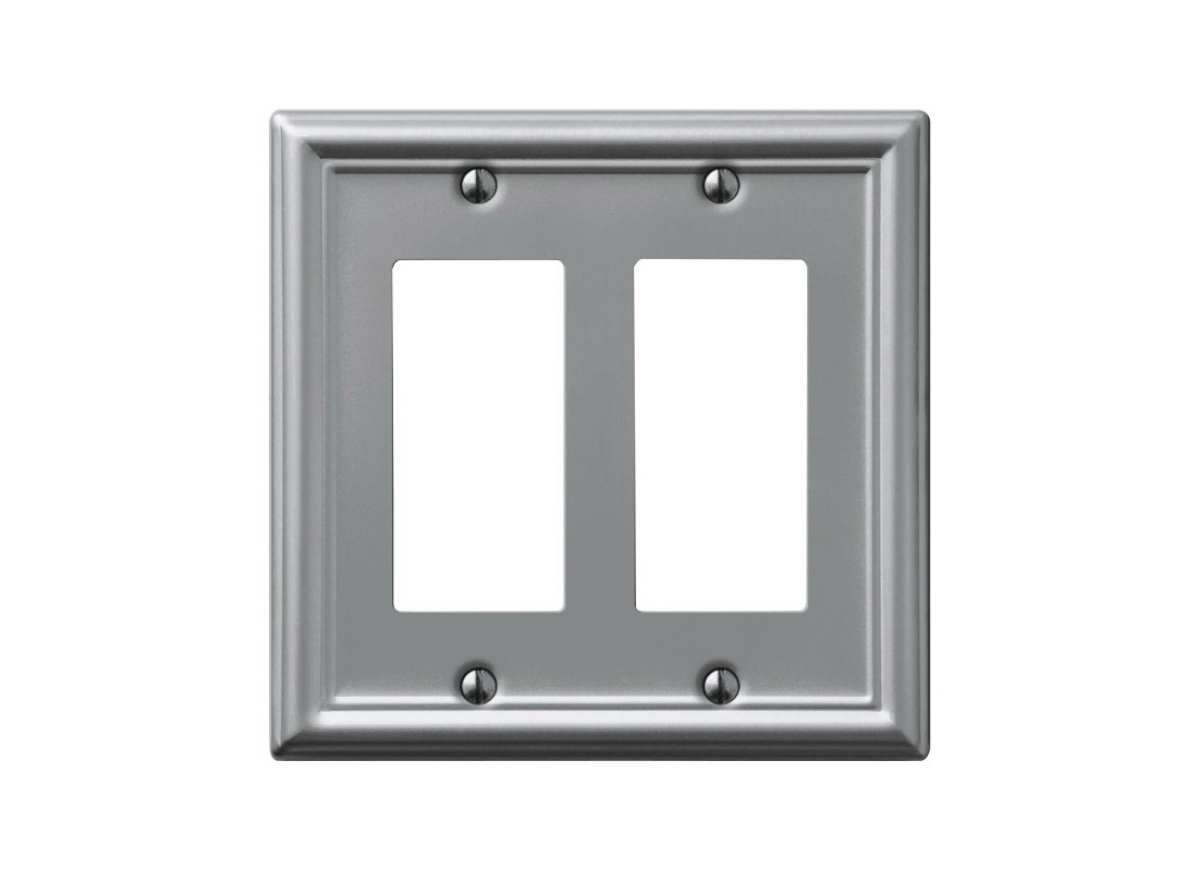 Wall Plate Chelsea Brushed Nickel Gray 2 gang Stamped Steel Rocker Brushed Nicke