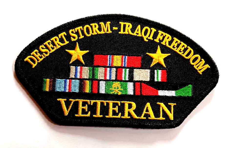 DESERT STORM - IRAQI FREEDOM VETERAN (5-1/4") Military Iraq Cap Patch PM1674 EE