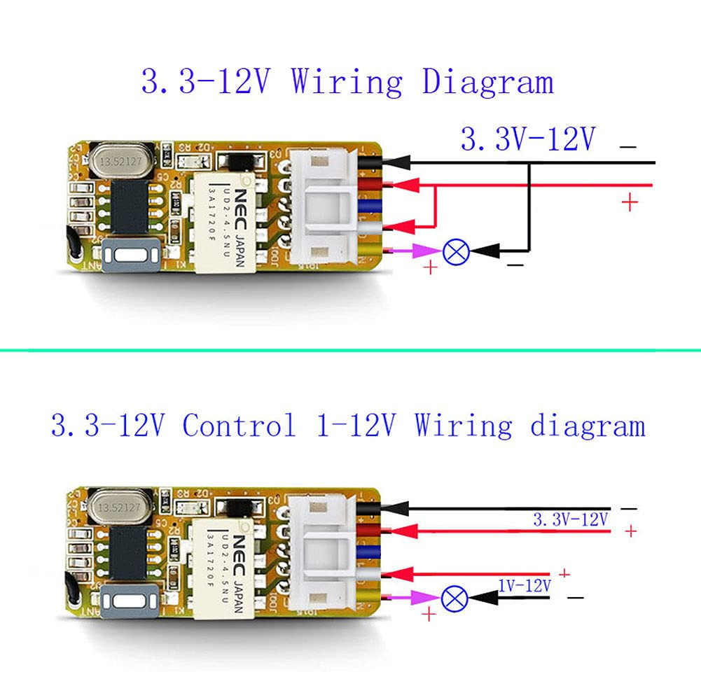 DC 3.3V 3.5V 3.7V 5V 12V 1A Micro Wireless Remote Control Relay Switch Momentary