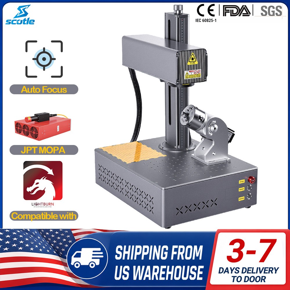 100W JPT Fiber Laser Marking Machine Desktop Laser Engraver MOPA Color Marking