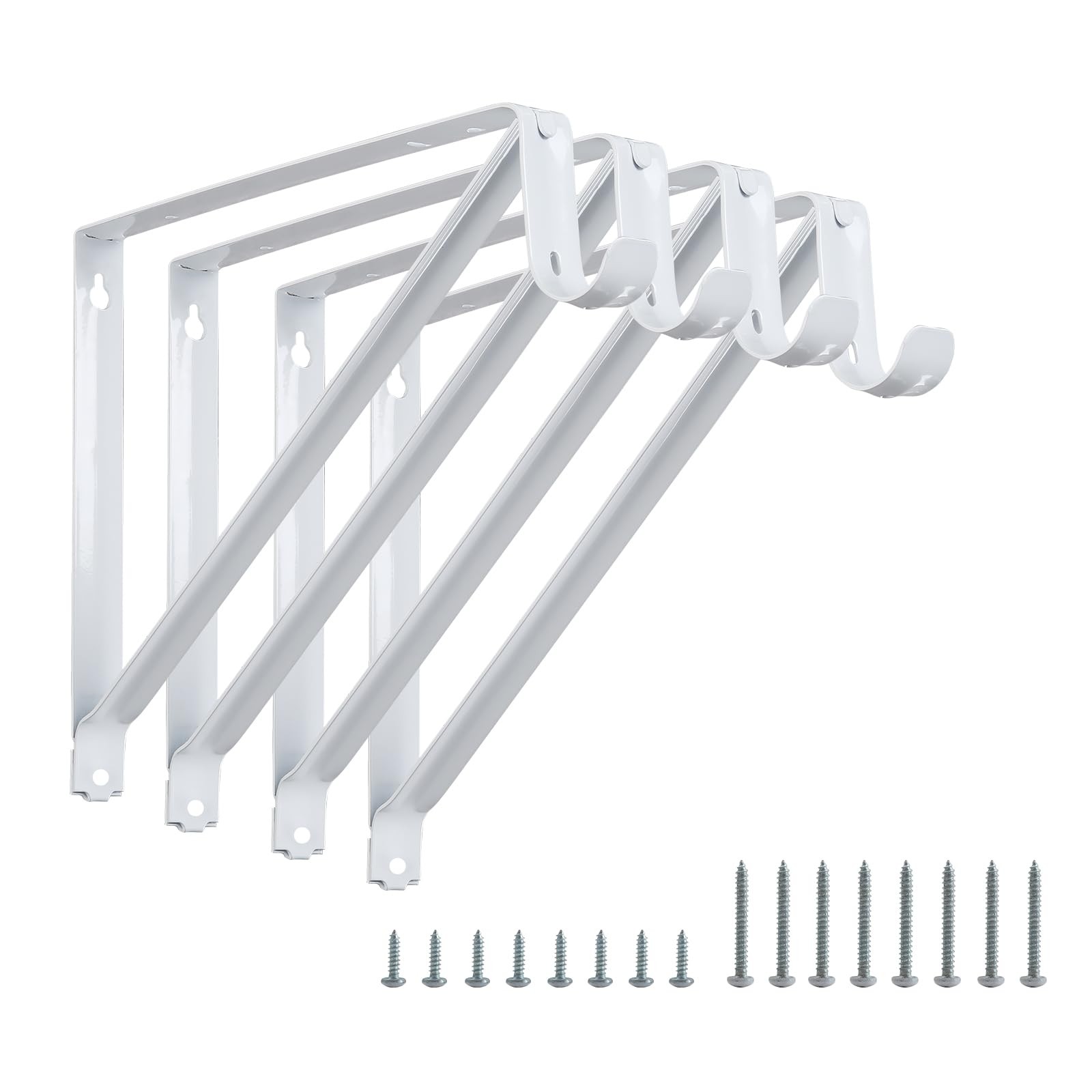 Heavy Duty Closet Rod Brackets 4 Pack 11 x 9.5 in Wall Mounted White