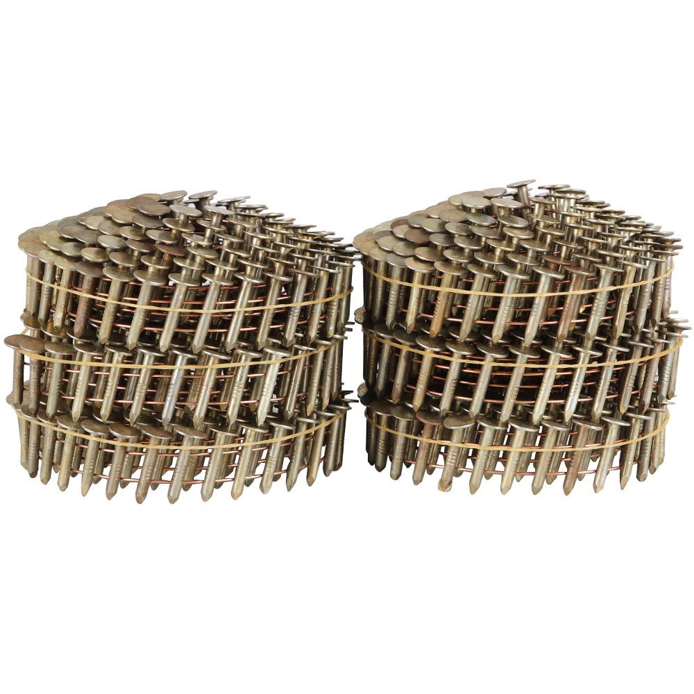 Full Round Head Roof Nails 0.12Inch × 3/4Inch 15 Degree Inclined Coil 3600 Pack