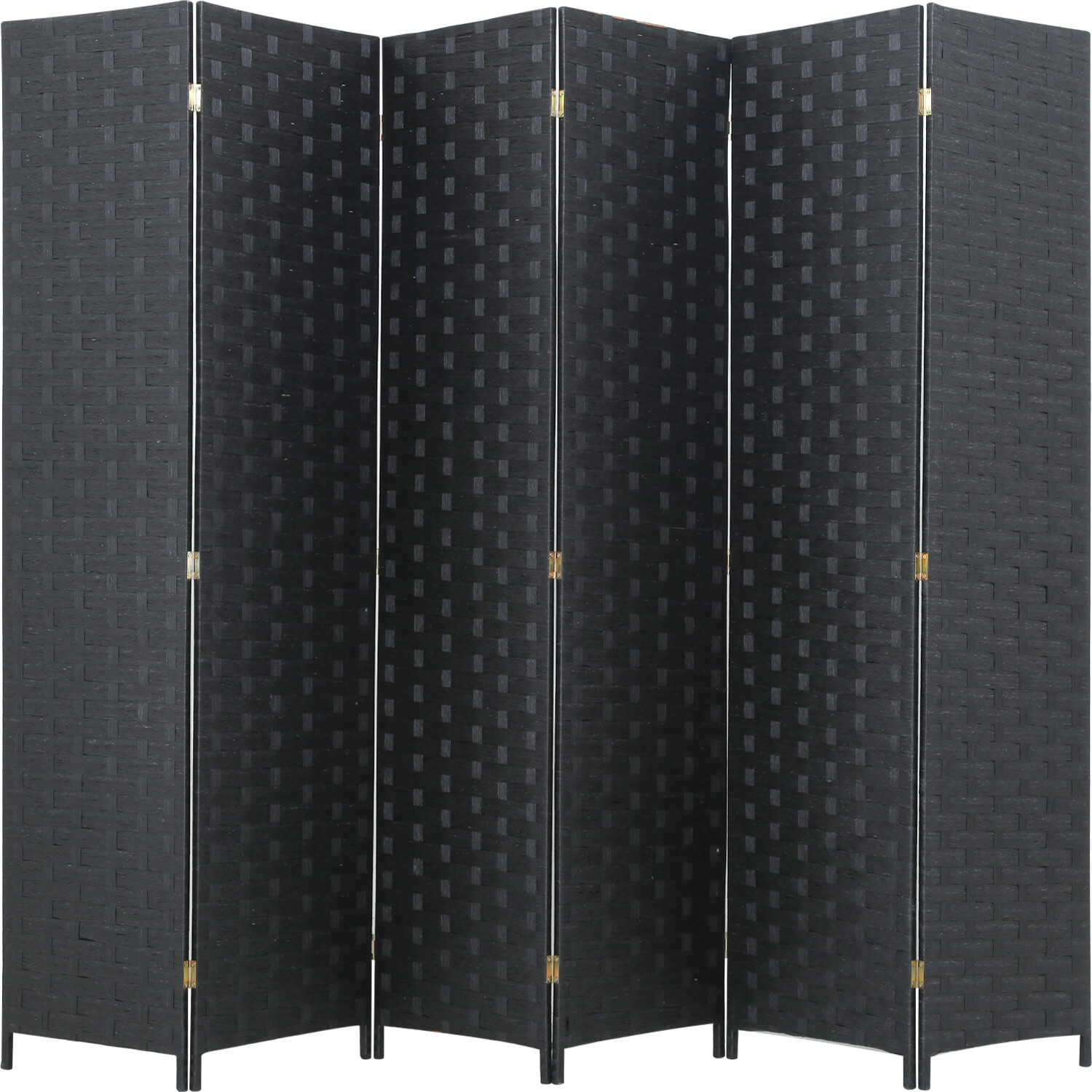 Room Divider Wood Screen 6 Panel Folding Portable Partition Screen Wood Mesh