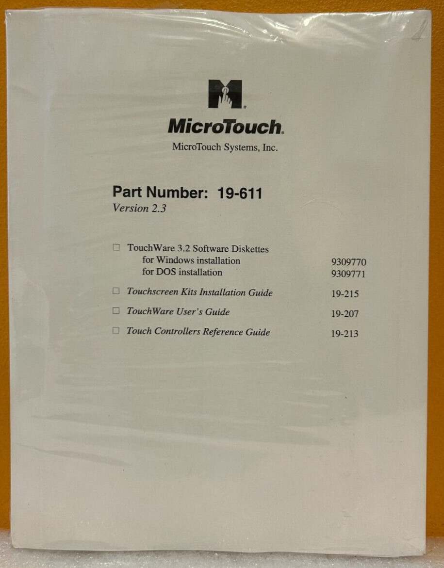 MicroTouch 19-611 Touchscreen Kits Version 2.0 Installation Guide Manual.
