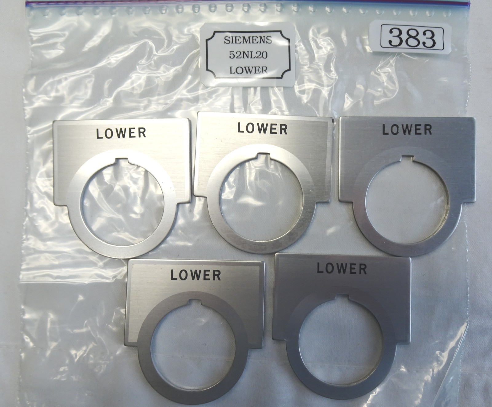 *NEW* (LOT OF 5) SIEMENS 52NL20 "LOWER" 30mm ALUMINUM LEGEND PLATES (383)