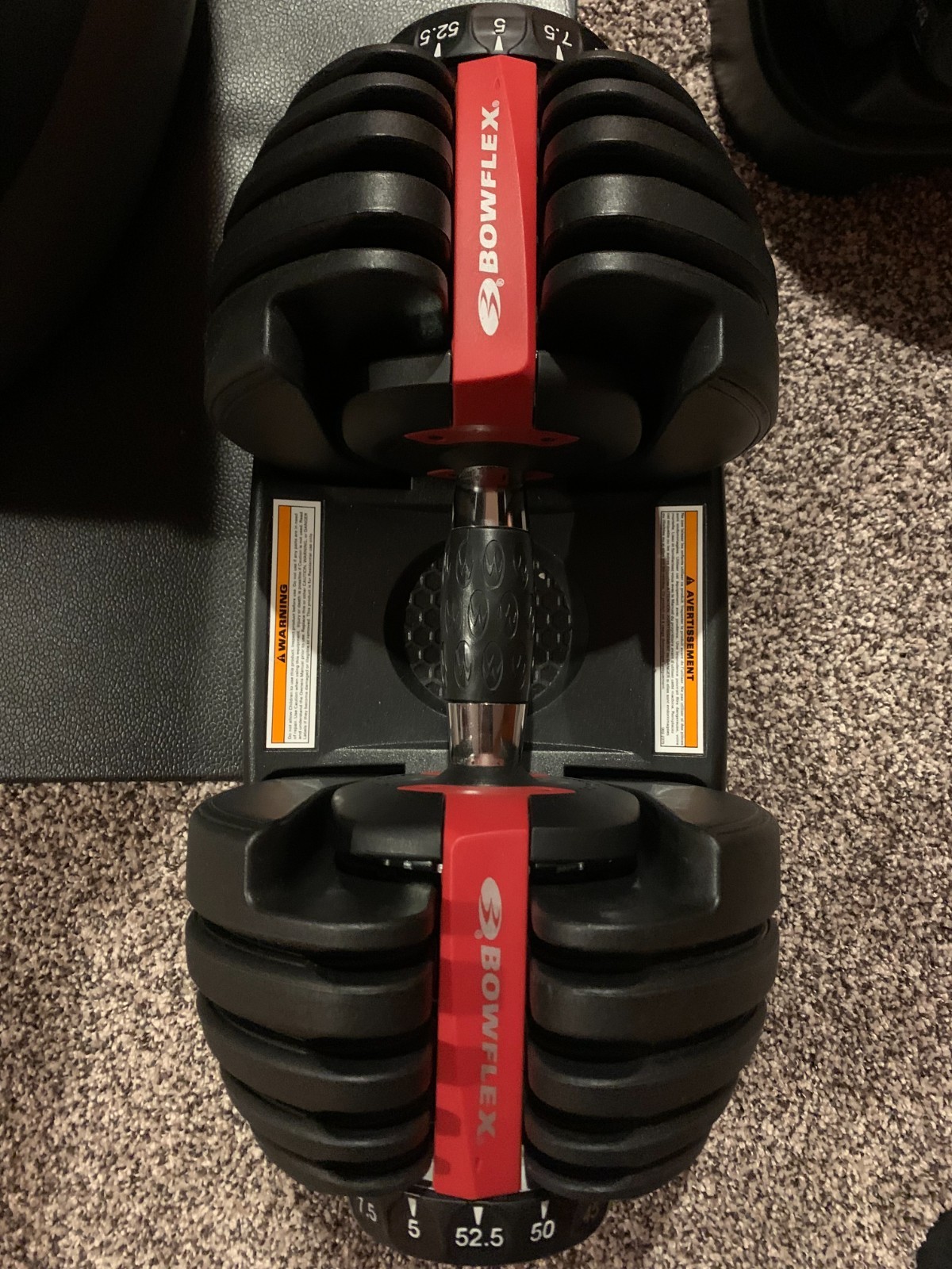 BOWFLEX SELECTTECH DUMBBELL, SINGLE, ADJUSTABLE 5 TO 52.5 LB - BLACK