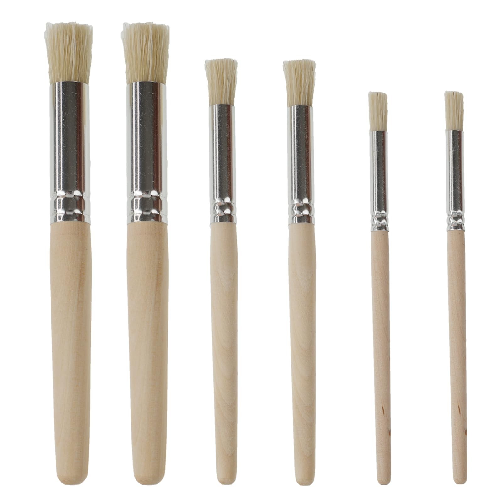 Natural Bristle Wooden Stencil Brushes for Painting - 3 Sizes Dome Brush for