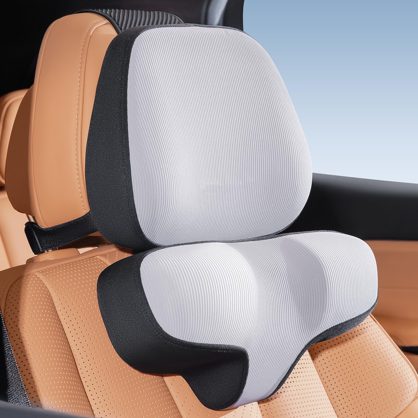 Car Headrest Pillow for Neck Support/Ergonomic Memory Foam with Double Adjust...