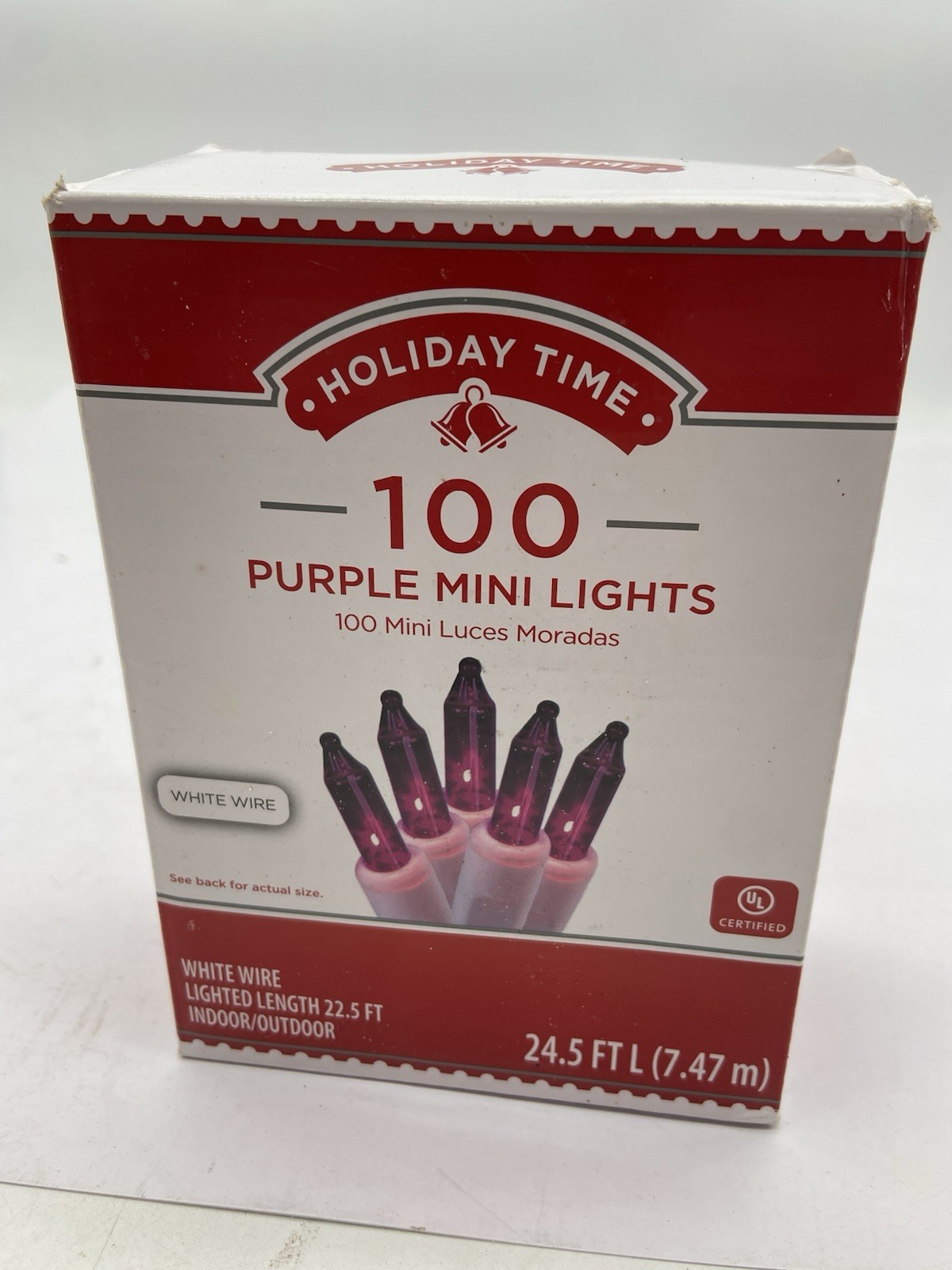 Holiday Time 100 Purple Mini Lights with White Wire 24.5 Feet Indoor/Outdoor