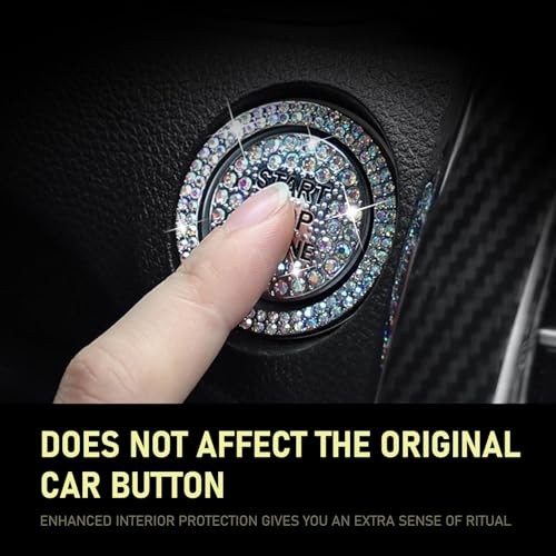 Bling Car One-Button Start Button Bezel Decoration Kit, Ignition 2 PCS White