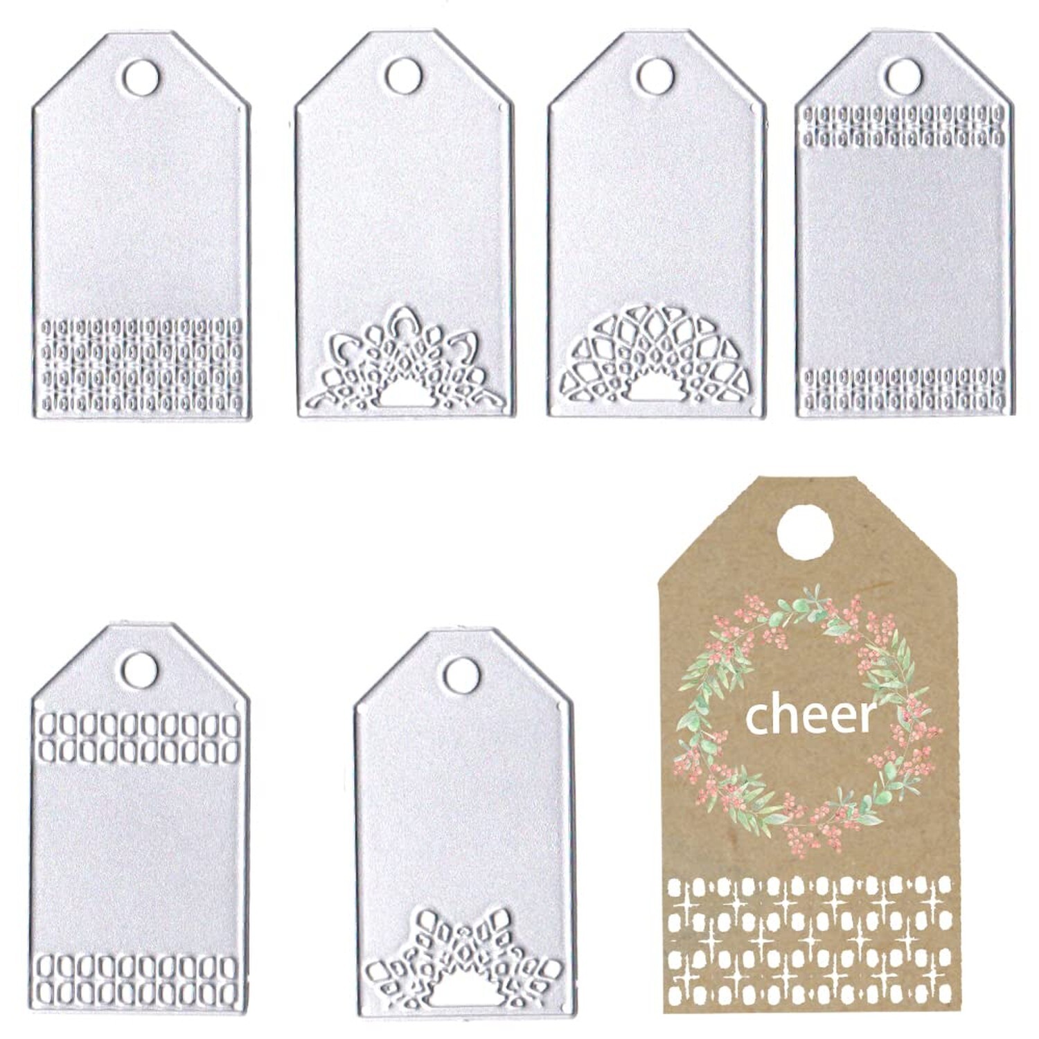 ABTOLS Metal 6pcs Label Bookmark Cutting Dies for Making, Tags Die Cuts Note ...