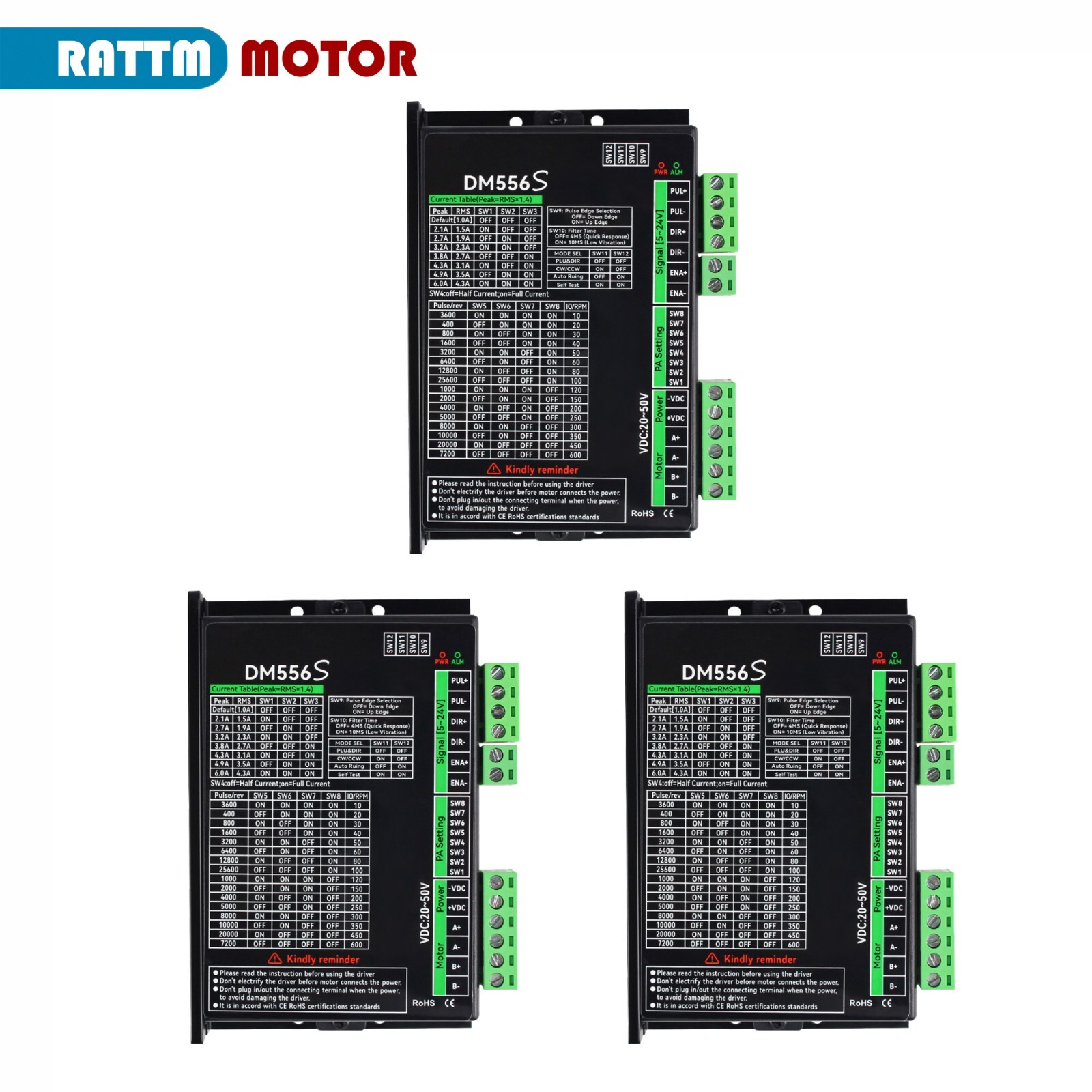 US SHIP】3pcs DM556S Stepper Motor Driver 6A Digital Stepper  Controller 20-50VDC
