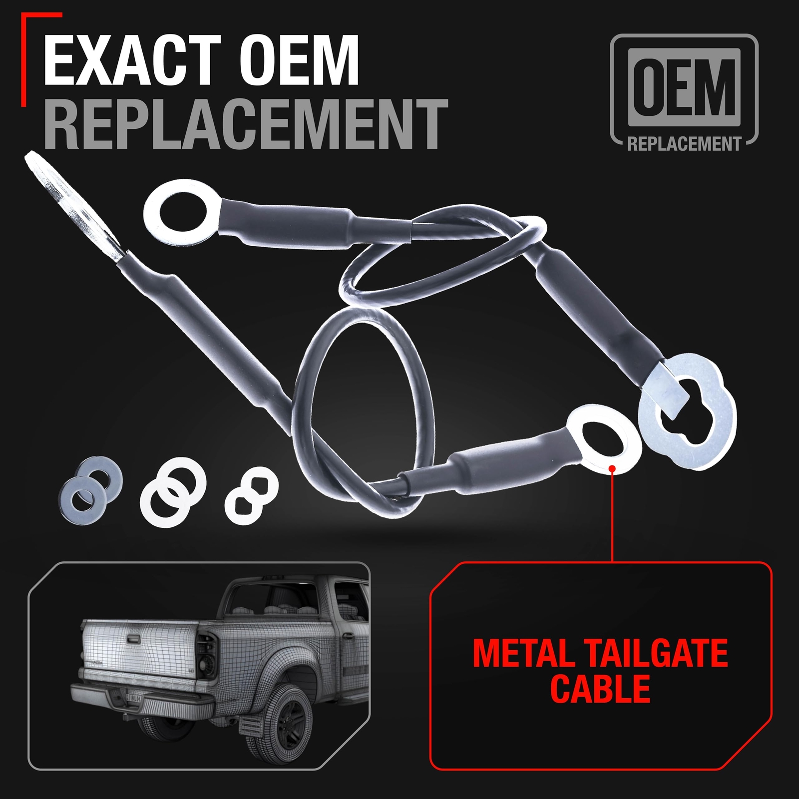 Tailgate Support Cable, Left & Right for Toyota Tundra Pickup