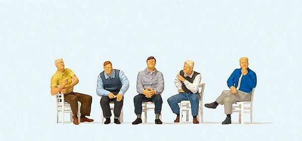 Preiser 10579 HO Scale Pedestrians Waiting Men Sitting on Chairs