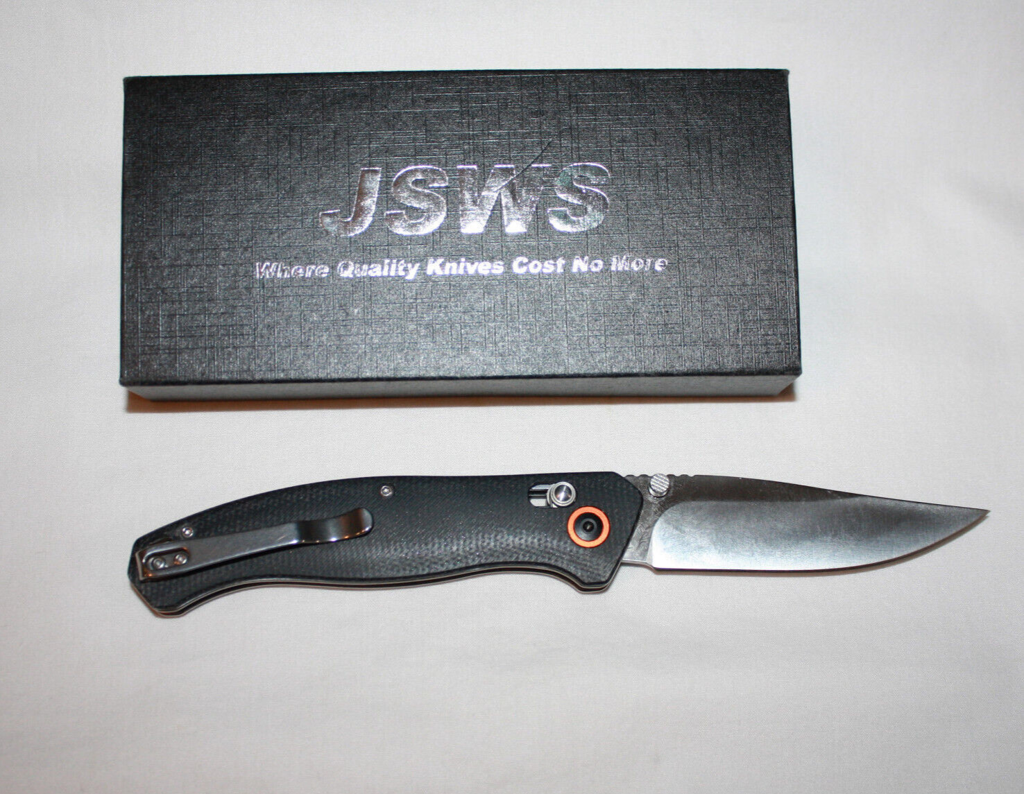 JSWS Tactical Folding Black Pocket Knife 8" Blade 3.5" Axis Lock Pocket Clip NIB