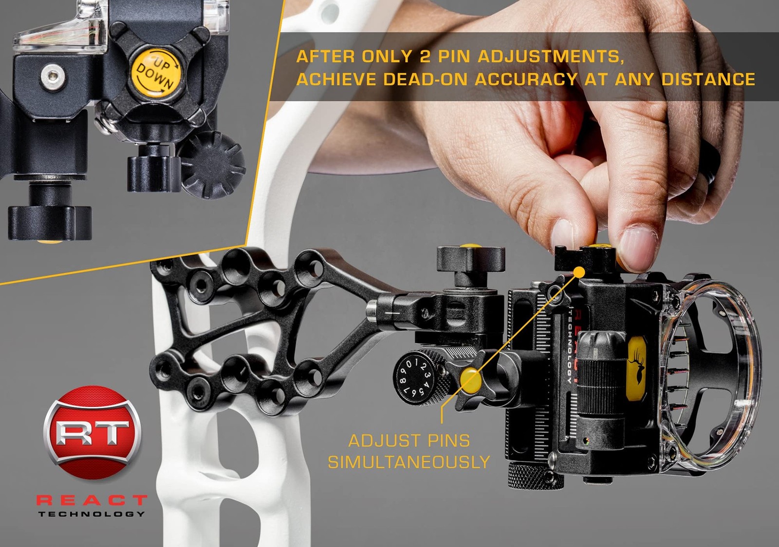 Trophy Ridge React Pro 7 Pin Archery Bow Sight - Tool Less Windage and Elevat...
