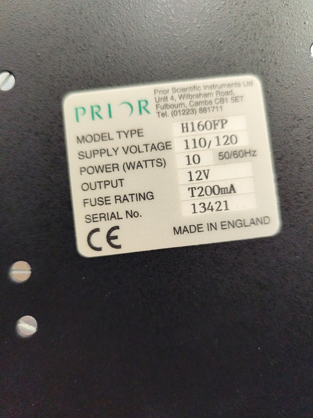 Prior Scientific Light Source Power Box H160FP