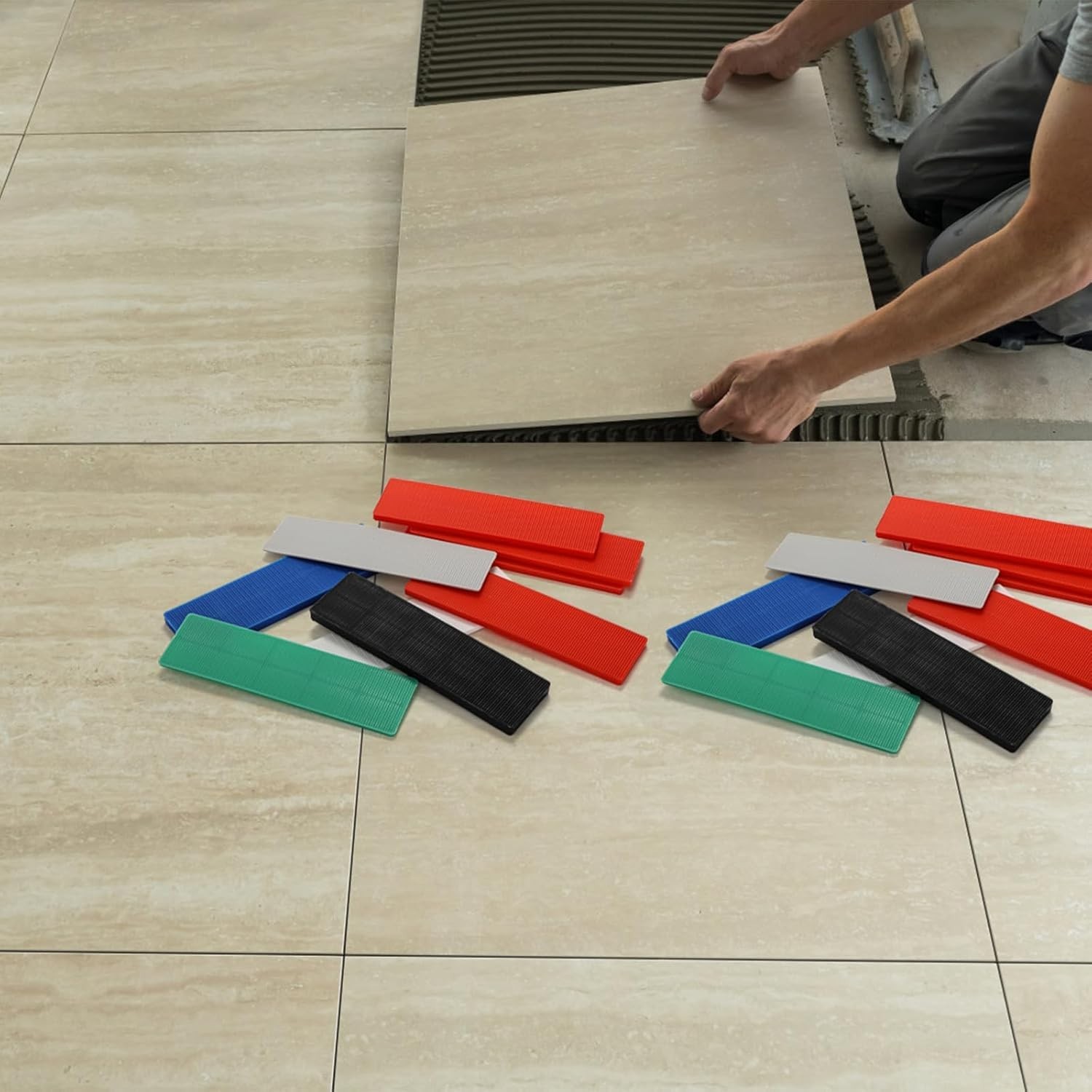 300 Pcs Plastic Flat Shims for Leveling, 6 Size Structural Tile Composite Shims