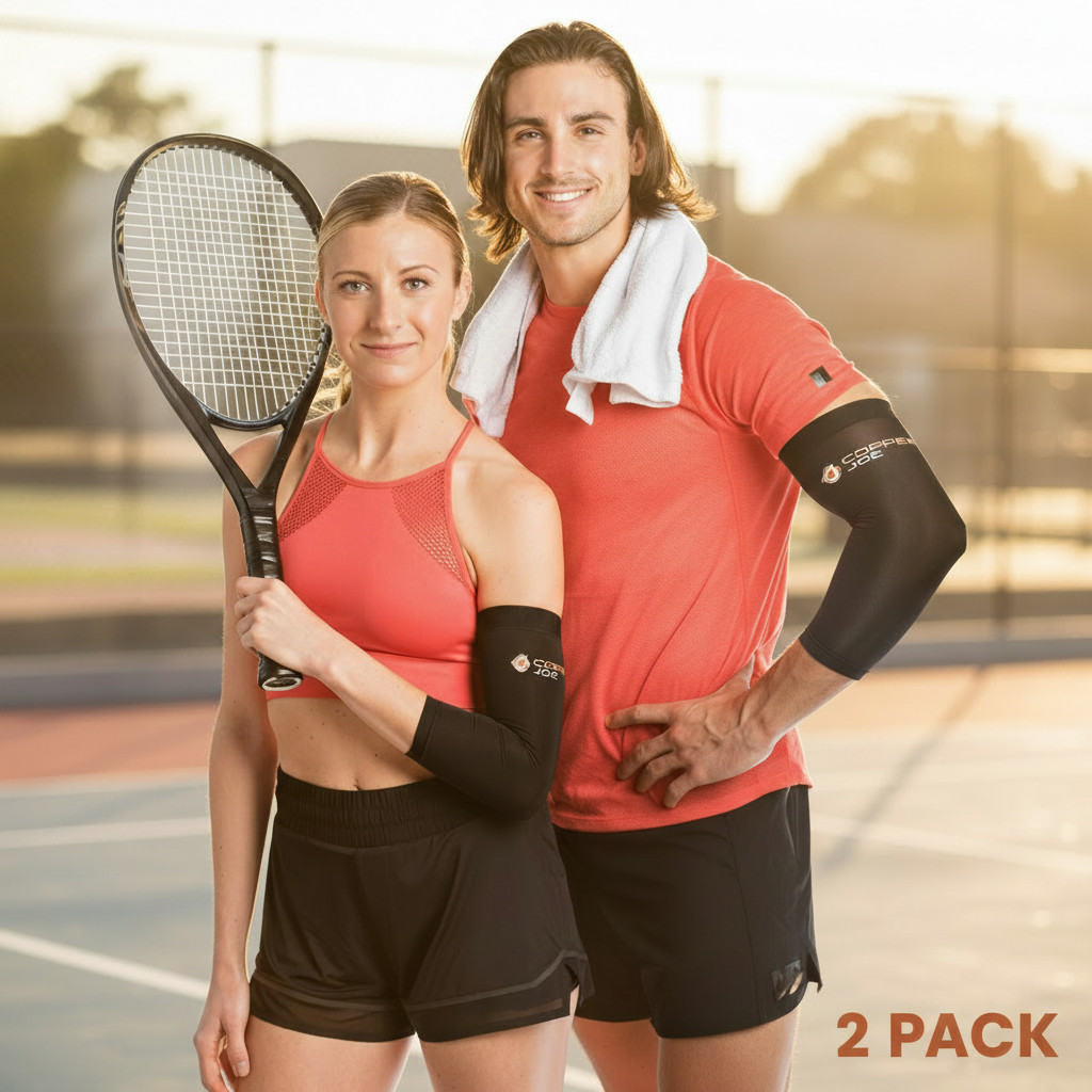 2 Pack Copper Joe Elbow Compression Sleeve Brace Arthritis Tennis Men and Women