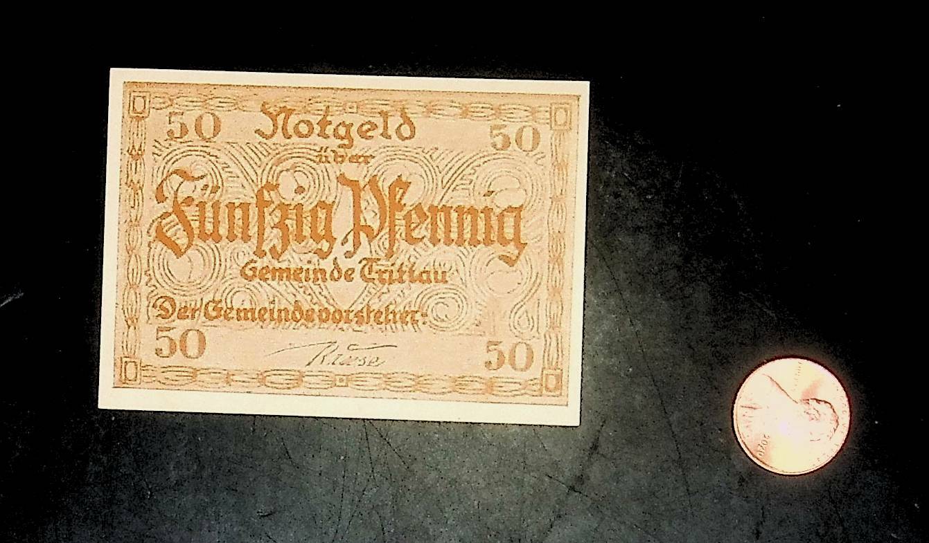 1920 Germany TRITTAU 50  Phennig Banknote / Notgeld