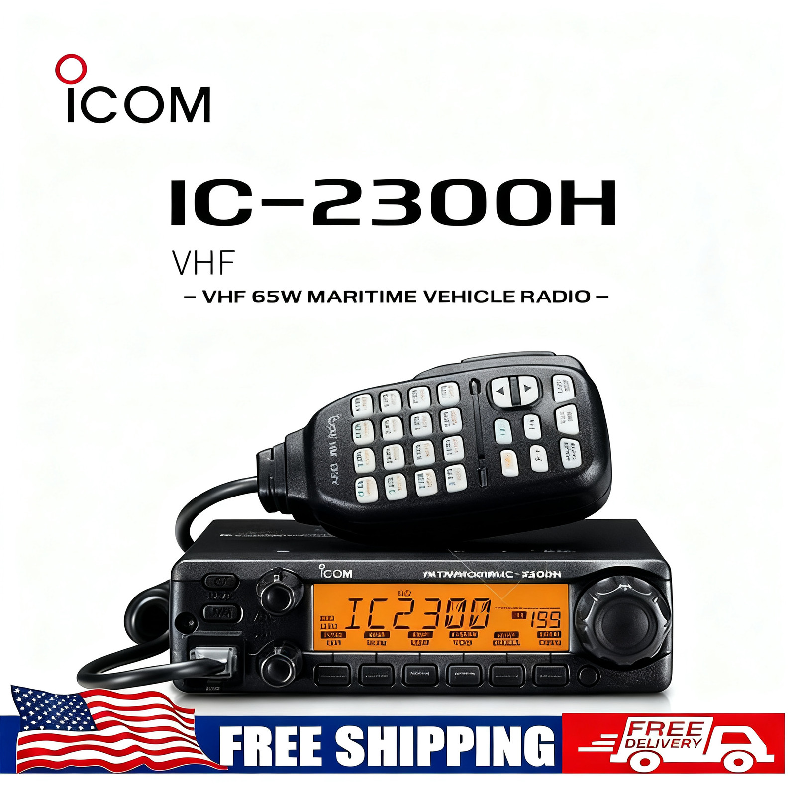 IC-2300H FM Transceiver VHF Marine Radio Mobile 65W Car Maritime Radio Station