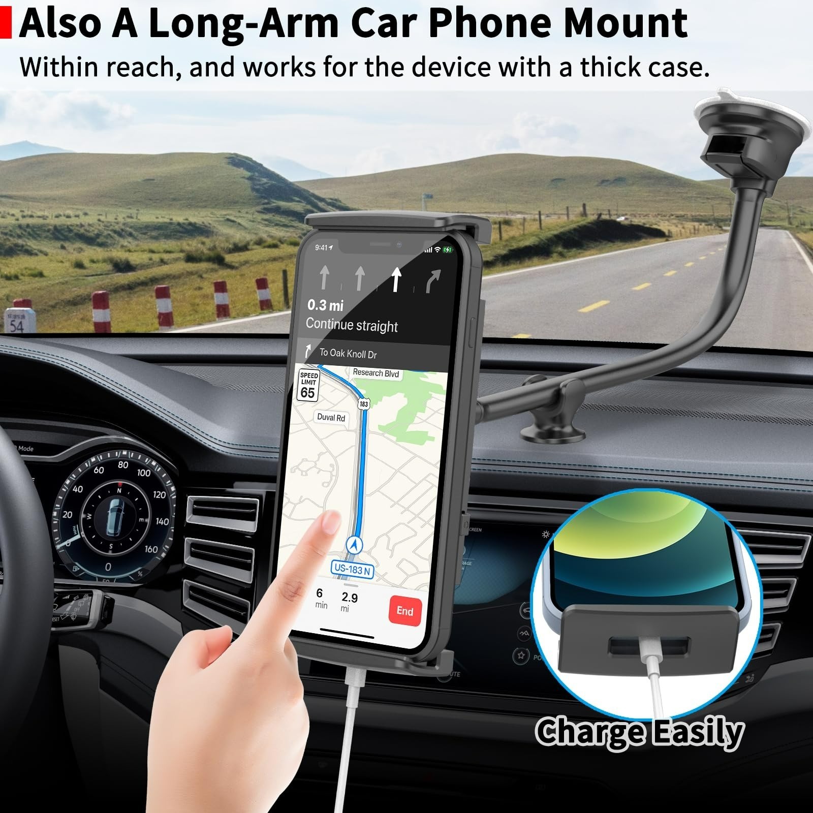APPS2Car Tablet Car Mount Holder for iPad | Strong Suction Cup