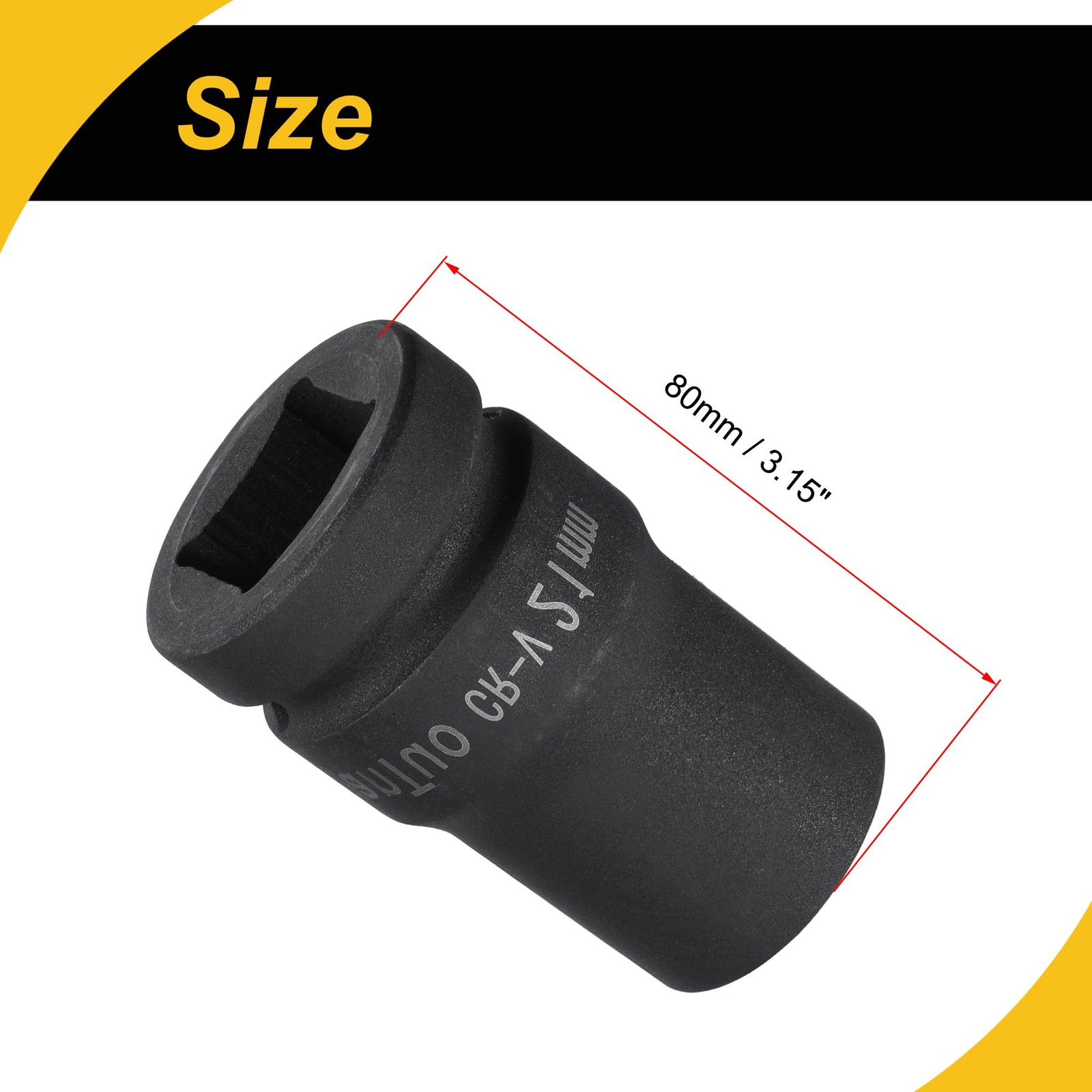 WorkBless 1" Drive by 21mm Square Impact Socket, 80mm Length CR-MO, Standard...